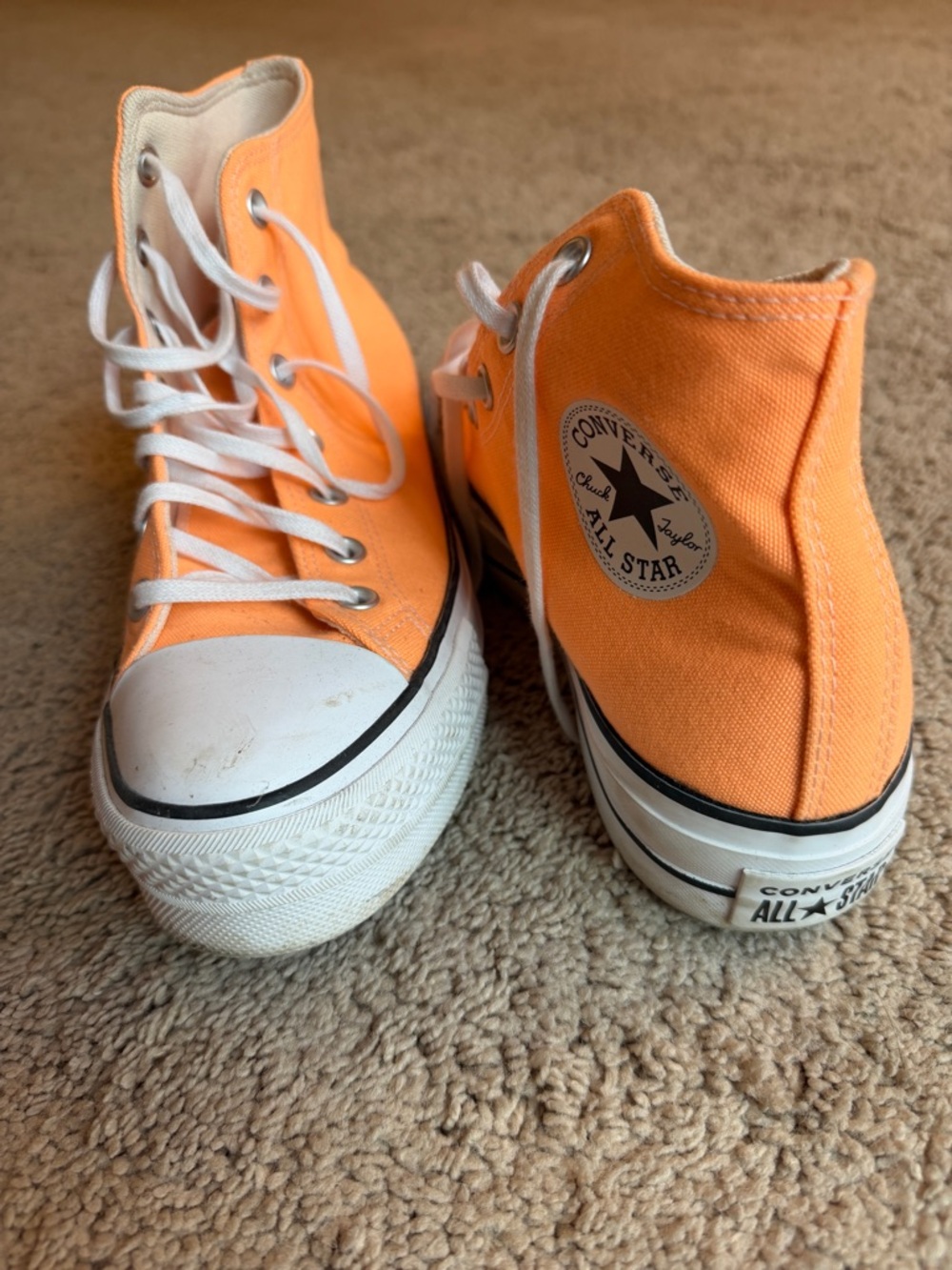 Platform Converse High-Top Canvas Sneakers in Orange - Picture 3 of 4